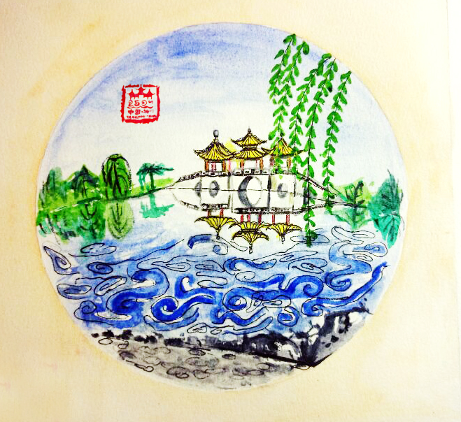 在骑行过程中,将沿途的所见所得以及将扬城的著名景点,通过手绘水
